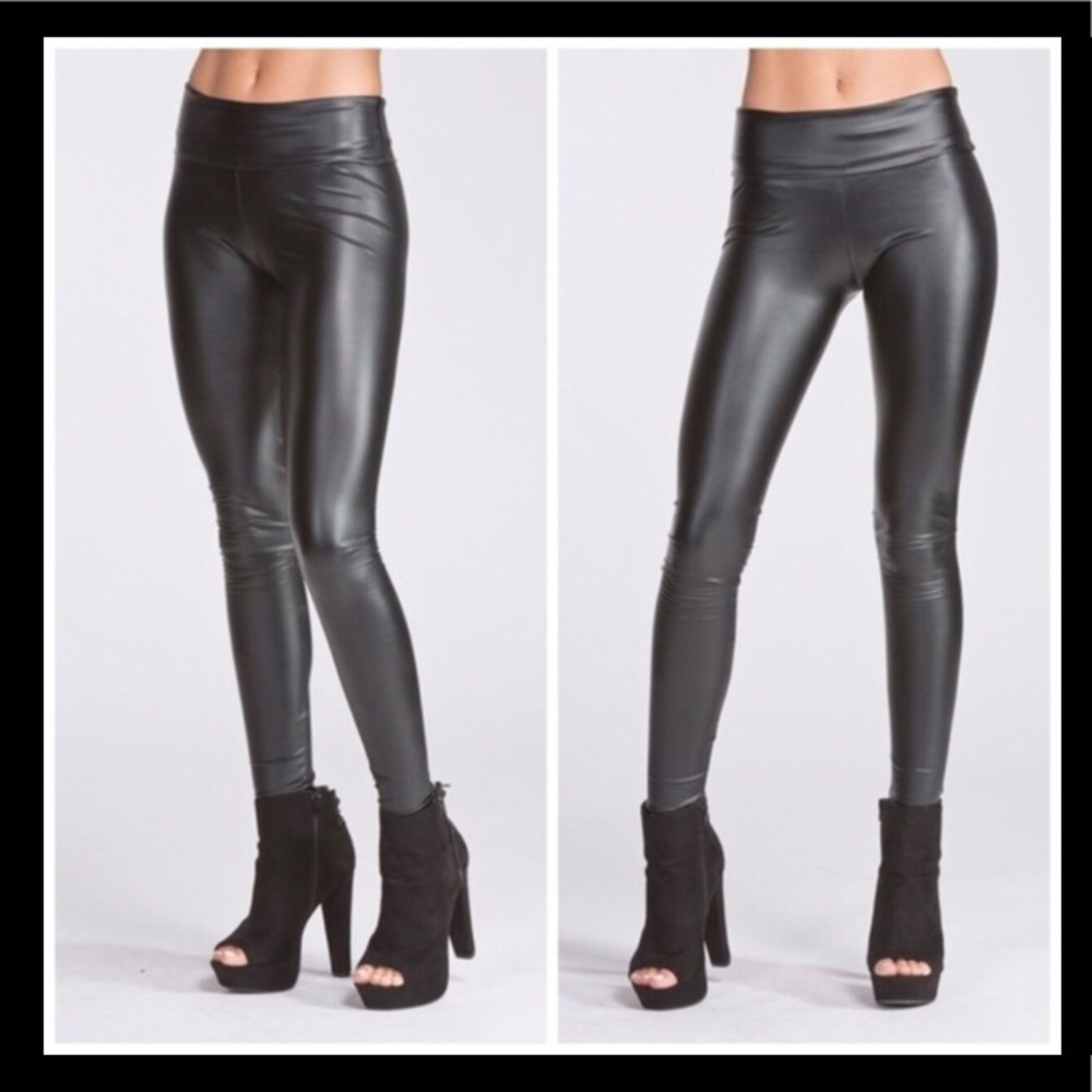 Faux Leather Matte Black Leggings OS fits Most!